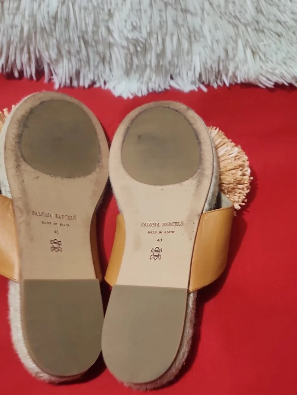 Paloma Barcelo Druma Orange  Pom-Pom Woven Slide Thong Sandals